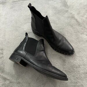 Freda Salvadore Black Chelsea Boots Women's 8 Studded Leather Pull On